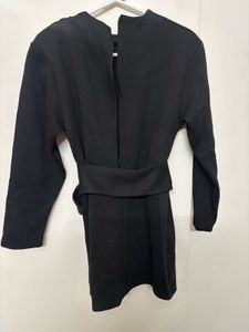 Zara Black Mini Dress with Belt &amp; Shoulder Pads