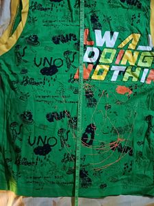 Graphic Print Sleeveless cotton tee shirt with hoo
