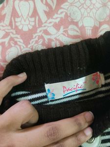 Striped Knit Sweater with Buttons