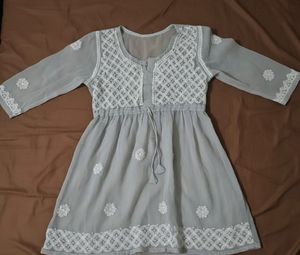 Gray handwork Chikankari kurti