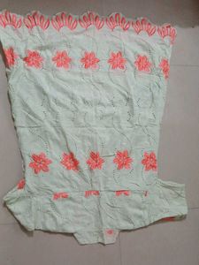 Beautiful Light Green Kurta Set with Orange Floral