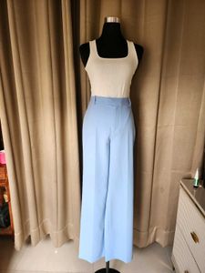 High-Waisted Wide-Leg Blue Trousers