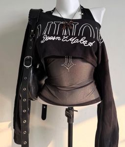 2000s Graphic cropped Print Top baggy tee
