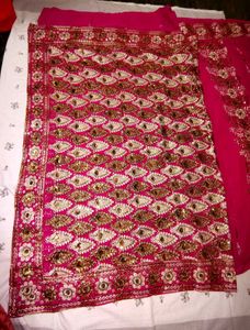 Gorgeous Rani Pink Embroidered Saree🤩