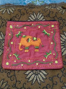Handmade Embroidered Elephant Pouch