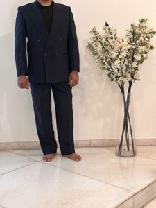 Men’s Navy Blue Pinstripe Double-Breasted Suit | C