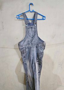 Distressed Denim Overalls