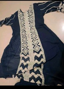 Stylish Navy Kurta Palazzo Set