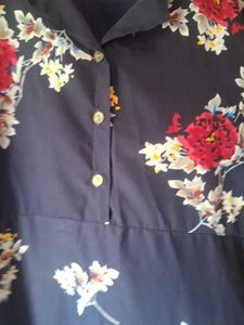 Floral Print Button-Up Gown
