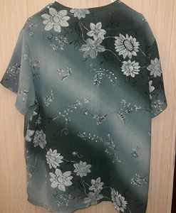 Green Floral Print Blouse