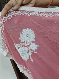 Pink Georgette Handwork Saree + Free Delivery