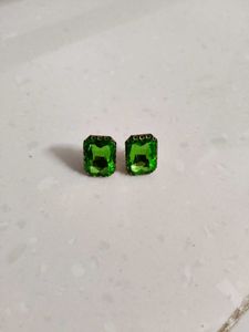 Sparkling Green Emerald Cut Earrings