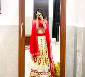 Elegant Red & Gold Lehenga Choli