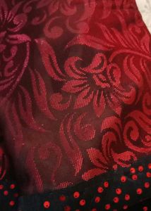 Elegant Red &amp; Black Floral Design Saree