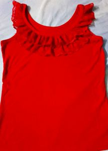 Red Ruffled Tank Top
