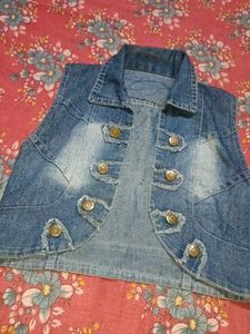 Stylish Striped Top &amp; Denim Vest Set