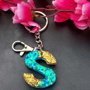 Letter S Glitter Keychain