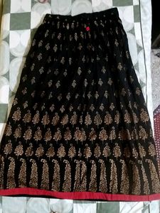 Black Ethnic Print Maxi Skirt