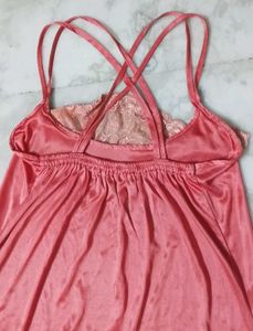 Elegant Pink Nightgown with Lace Trim
