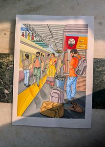 Railway Station Artwork/ Painting on sheet