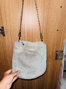 Grey Chic Faux Fur Shoulder Bag
