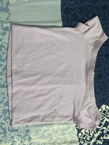 Lavender Button-Up Cropped Top