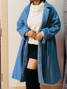 Stylish Blue Trench Coat