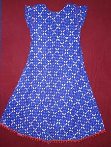 Girls Blue &amp; White Print Dress