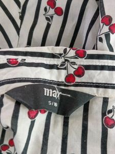 MAX Striped Cherry Print Shirt