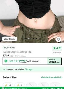 Black Ruched  corset crop Top