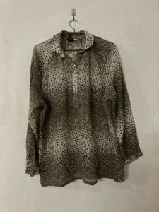 Chic Abstract Print Button-Up Top
