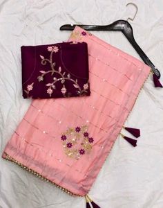 Embroidered Dola Silk Saree With Unstiched Blouse