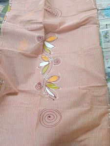 Orange Cotton saree