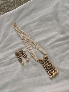 Elegant Pearl &amp; Kundan Necklace Set