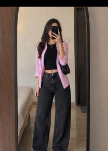 Stylish Grey Wide-Leg Jeans
