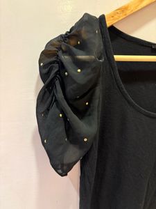 Chic Black Top with Beautiful Sleeves