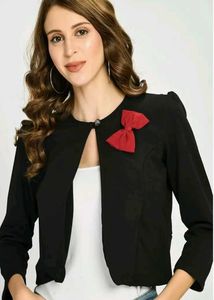 Chic Black Bolero Jacket and blue top