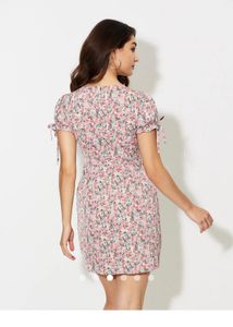 Floral Print V-Neck Mini Dress