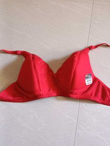 Red Lace Trim Bra