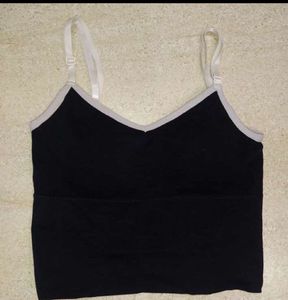 Black Sports Bra with White Trim