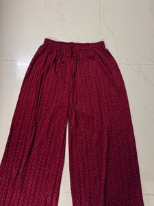 new Maroon polka dot wide leg trouser