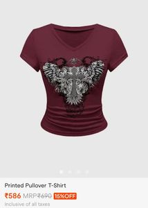 Gothic Angel Wing Cross T-Shirt