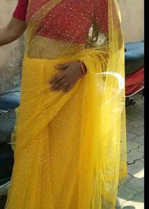 Elegant Yellow Net Saree