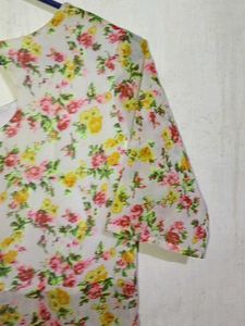 Chic Floral Print Dress Material
