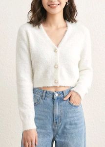 Fluffy WhiteCardigan super soft light w