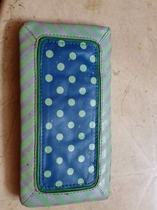 Blue Soft Polka Dot Leather Wallet