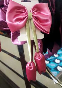 Cute Pink Bow Hair Clip with Tassel