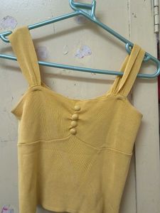Cute Yellow Button-Up Tank Top