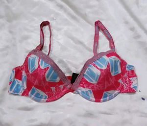 Pink & Blue Diamond Print Bra