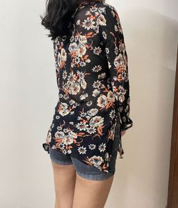 y2k Floral Print Embellished kurti Top